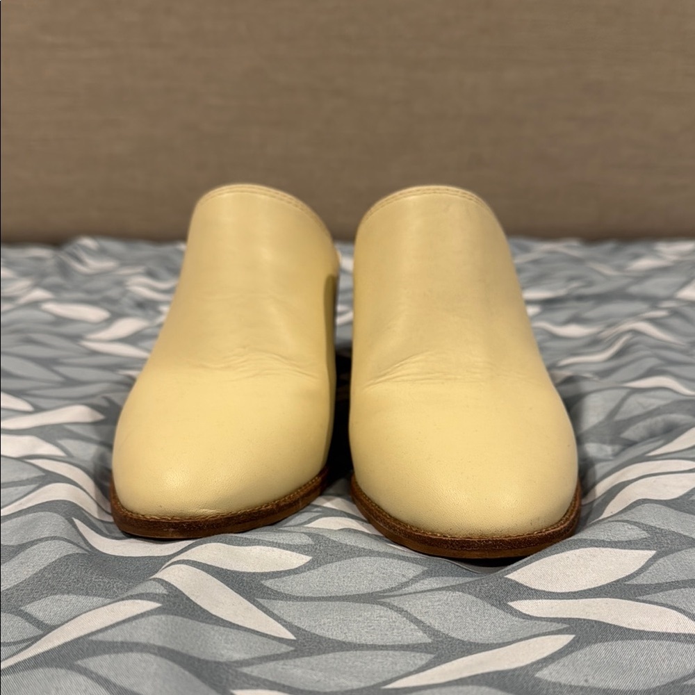 Madewell Cream Minimalist Mules with Textured Finish
